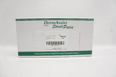 IHC 104200 DermAssist Sterile Pairs Ambidextrous Gloves M - Box of 50
